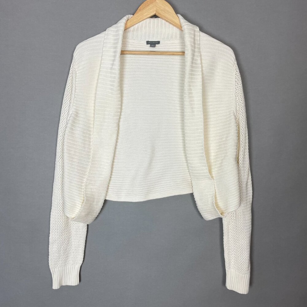 Ann Taylor Cardigan Sweater Open Front Cream White Medium Women Office Layering‎
